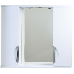 Зеркало со шкафчиком МИЛЛИ 80 с подсветкой, розеткой, выключателем, полкой